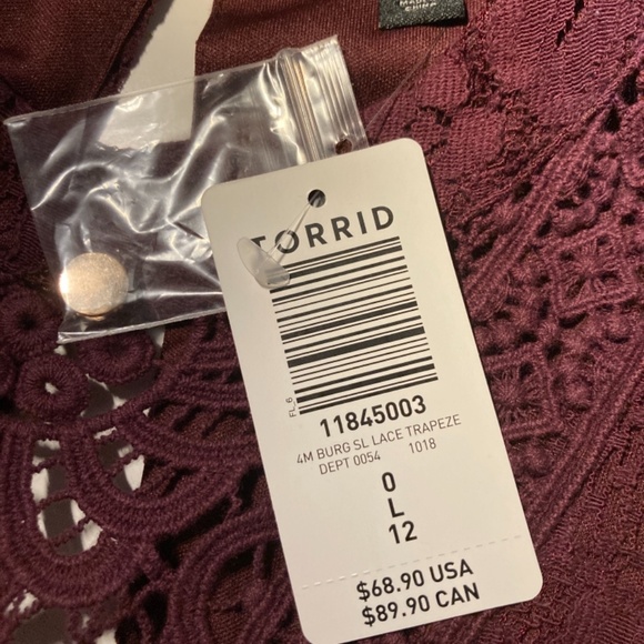 NWT Torrid Burgundy Purple Lace Trapeze Dress - Picture 6 of 10